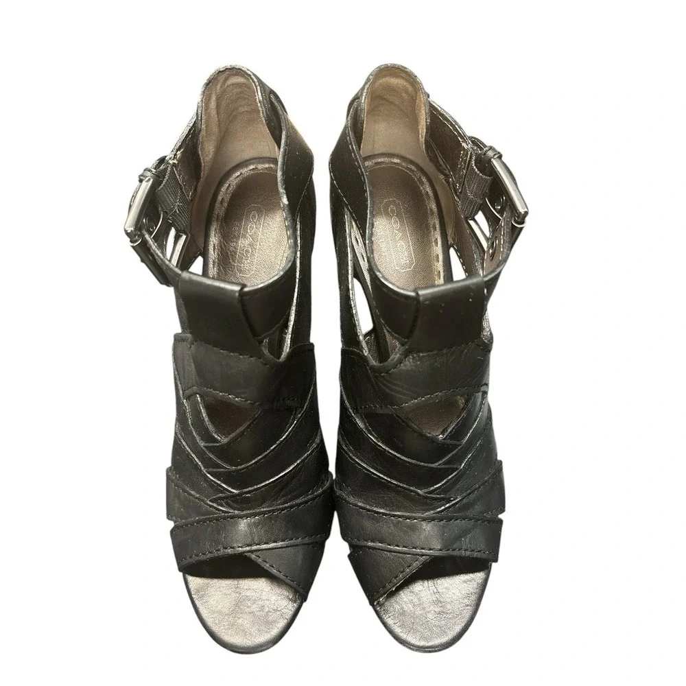 Coach‎ Harah A3630 Heels Sandals Leather $198 Black Size 10B